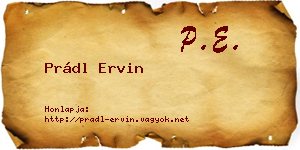 Prádl Ervin névjegykártya